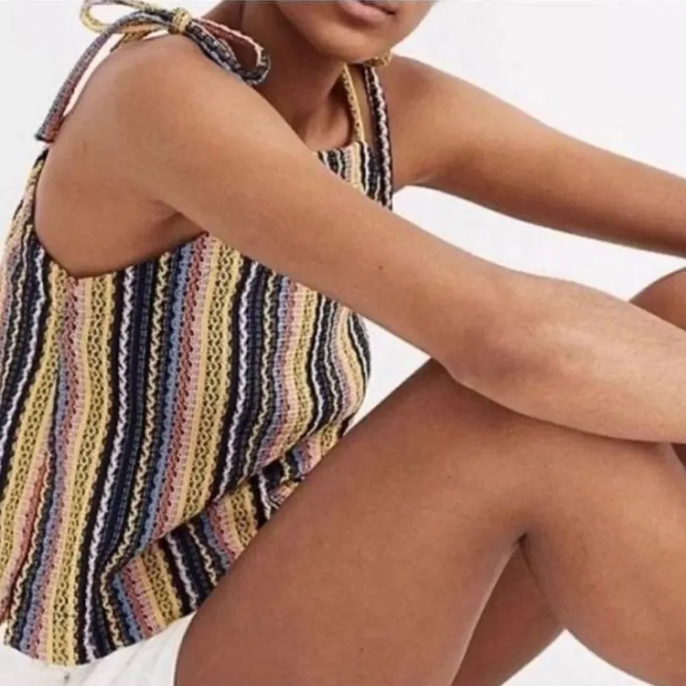 Madewell Rainbow Crochet Stripe Texture & Thread Tie-Strap Tank​​​​ - Picture 3 of 4